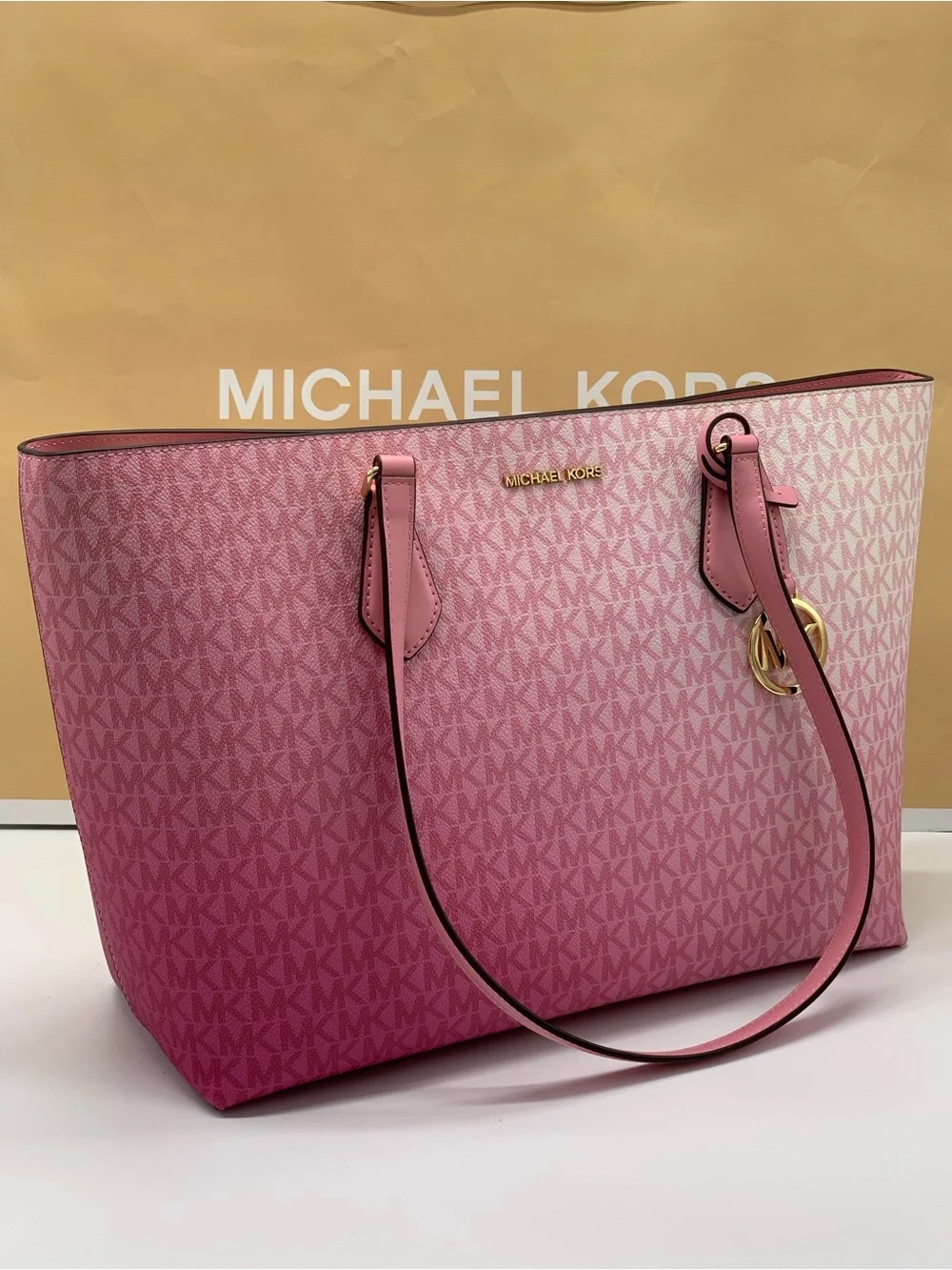 Michael Kors Sheila Carnation Ombre Signature Tote